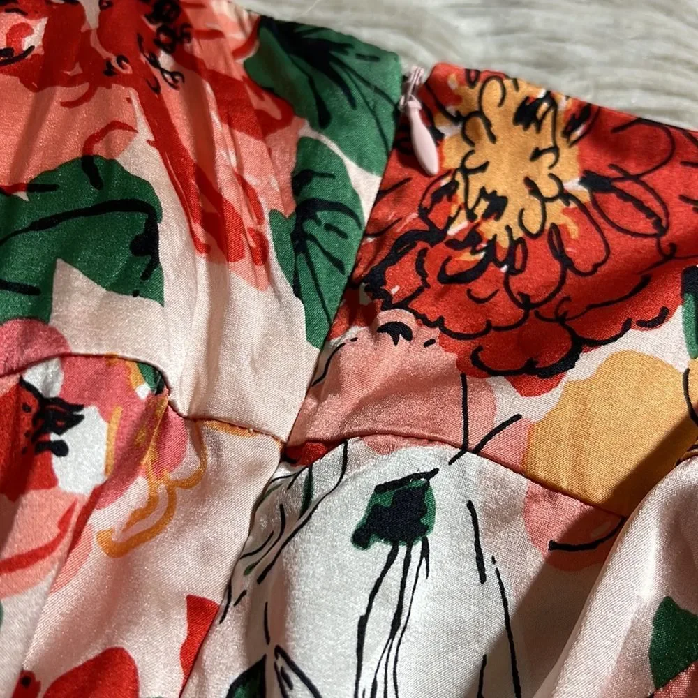 Susana Monaco Floral Dress - Red, Orange, Green - Picture 9 of 10